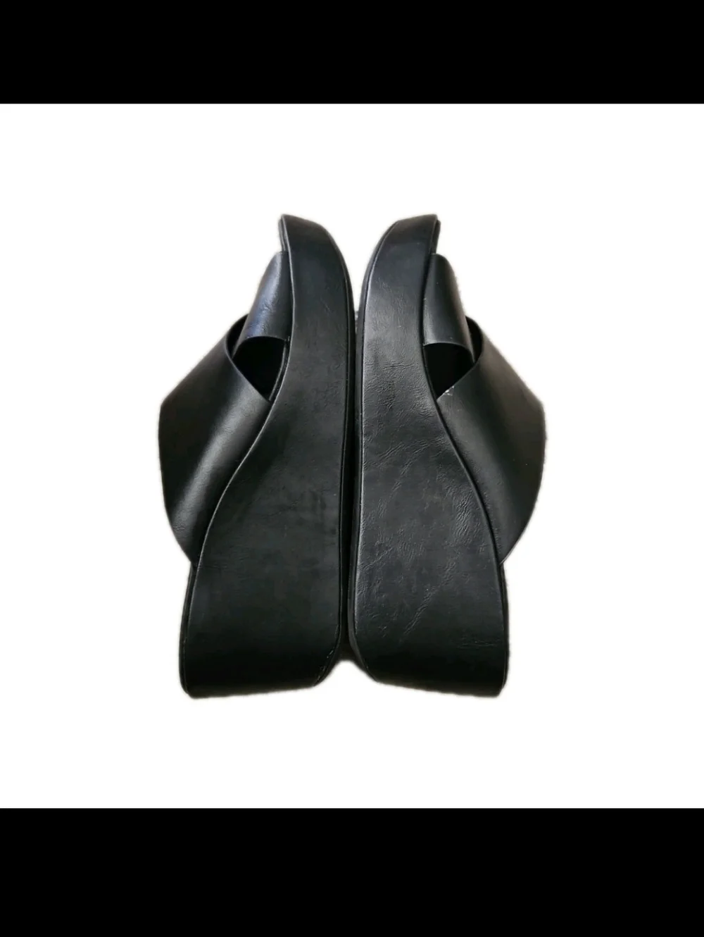 Korks Womens Black Leather Madera Wedge Cross Over Comfort Sandal 8